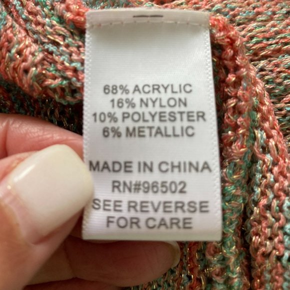 Krazy Kat Womens NWT Pink and Blue Long Line Cardigan with Glitter Size XXL - Picture 5 of 12